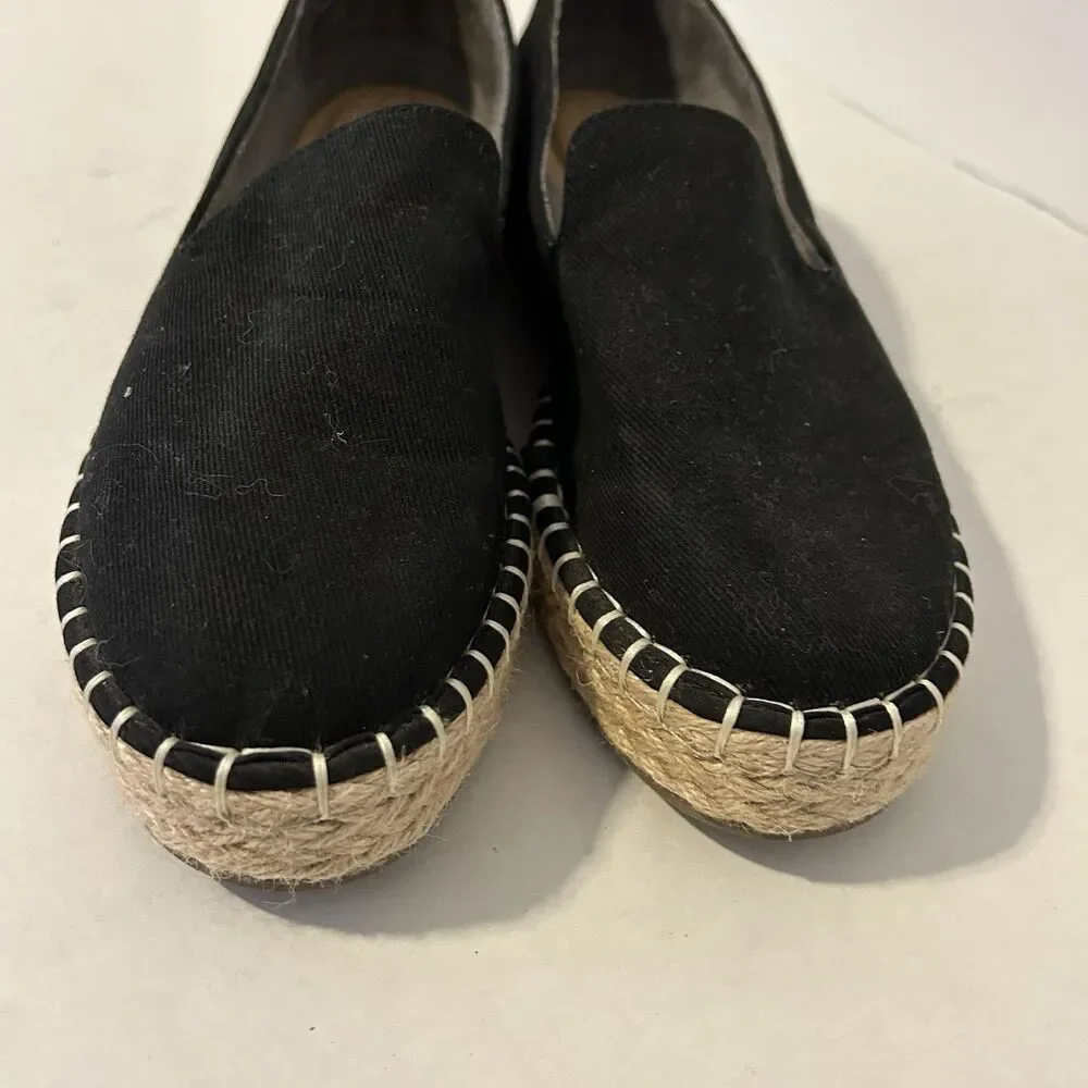 Joie Cara Espadrille Slip On Shoes Black Womens 8 Coastal Cruise Travel Boho
